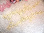 Embroidered Floral Applique Mirror Pair Ivory Clothing Patch Craft Motif 12" (BL121X)