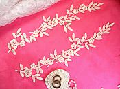 Embroidered Floral Applique Mirror Pair Ivory Clothing Patch Craft Motif 12" (BL121X)