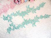 Embroidered Floral Applique Mirror Pair Mint Clothing Patch Craft Motif 12" (BL121X)