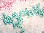 Embroidered Floral Applique Mirror Pair Mint Clothing Patch Craft Motif 12" (BL121X)