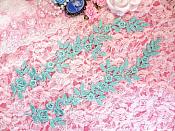 Embroidered Floral Applique Mirror Pair Mint Clothing Patch Craft Motif 12" (BL121X)