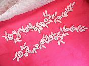 Embroidered Floral Applique Mirror Pair White Clothing Patch Craft Motif 12" (BL121X)
