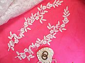 Embroidered Floral Applique Mirror Pair White Clothing Patch Craft Motif 12" (BL121X)