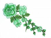 Embroidered Floral 3D Applique Green Rose Patch Craft Motif 12" (BL122)