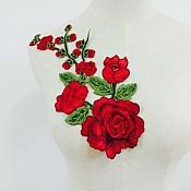 Embroidered Floral 3D Applique Red Rose Patch Craft Motif 12" (BL122)