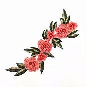 Embroidered Floral 3D Applique Coral Red Rose Patch Craft Motif 15" (BL125)