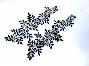 Embroidered Lace Appliques Black Silver Floral Venice Lace Mirror Pair 14" BL128X