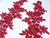 Embroidered Lace Appliques Burgundy Floral Venice Lace Mirror Pair Patch 14" BL128X
