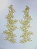 Embroidered Lace Appliques Champange Gold Floral Venice Lace Mirror Pair Patch 14" BL128X