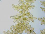 Embroidered Lace Appliques Champange Gold Floral Venice Lace Mirror Pair Patch 14" BL128X
