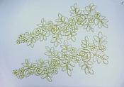 Embroidered Lace Appliques White Gold Floral Venice Lace Mirror Pair 14" BL128X