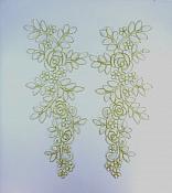 Embroidered Lace Appliques White Gold Floral Venice Lace Mirror Pair 14" BL128X