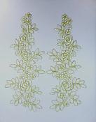 Embroidered Lace Appliques White Gold Floral Venice Lace Mirror Pair Patch 14" BL128X