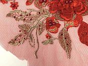 3 Dimensional Embroidered Lace Applique Red Floral 17" BL129