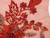 3 Dimensional Embroidered Lace Applique Red Floral 17" BL129