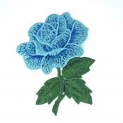 Embroidered Applique Blue Rose Craft Patch 3.5" BL132