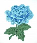 Embroidered Applique Blue Rose Craft Patch 3.5" BL132