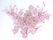 3D Embroidered Lace Applique Pink Floral Venice Lace Patch 14.5" (BL137)