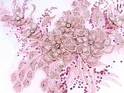 3D Embroidered Lace Applique Pink Floral Venice Lace Patch 14.5" (BL137)