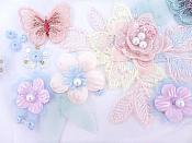 Butterfly Floral Applique Three Dimensional Embroidered Lace Sewing Patch 9.75 inches BL144