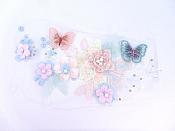 Butterfly Floral Applique Three Dimensional Embroidered Lace Sewing Patch 9.75 inches BL144
