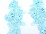 Sequin Lace Appliques Aqua Floral Venice Lace Mirror Pair Clothing Patch 12" BL148X