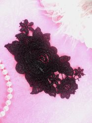 BL7 Black Venice Lace Flower Applique 4.5"