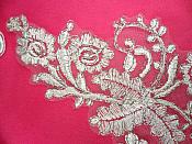 Mirror Pair Appliques White Silver Metallic Floral Venise Lace Embroidered 10" (BL84)