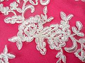 Mirror Pair Antique White Floral Venise Lace Embroidered Appliques 9" (BL88)