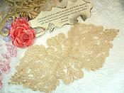 Embroidered Appliques Light Gold Metallic Designer Scroll Motifs 14" (BL93-lgl)