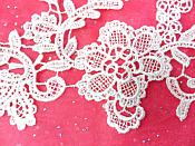 Embroidered Floral Applique Mirror Pair Antique White Clothing Patch Craft Motif 13.5" (BL98X)