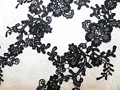 Embroidered Floral Applique Mirror Pair Black Clothing Patch Craft Motif 13.5" (BL98X)