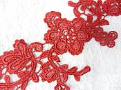Embroidered Floral Applique Mirror Pair Brick Red Clothing Patch Craft Motif 13.5" (BL98X)