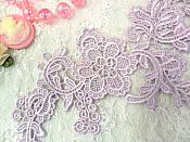 Embroidered Floral Applique Mirror Pair Light Lavender Clothing Patch Craft Motif 13.5" (BL98X)