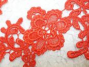 Embroidered Floral Applique Mirror Pair Red Clothing Patch Craft Motif 13.5" (BL98X)