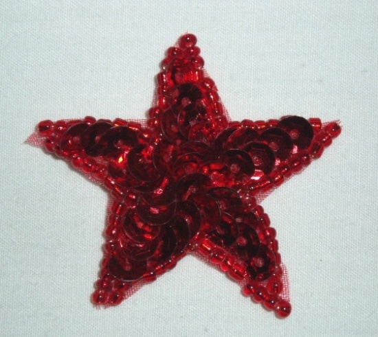 0111  Red Star 1.5" Sequin Beaded Applique