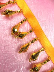 RMC1-MGL-22 REMNANT Metallic Gold Teardrop Beaded Fringe Sewing Trim