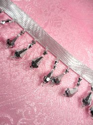 REMNANTC1-MSL-17" C1 Metallic Silver Teardrop Beaded Fringe Sewing Trim