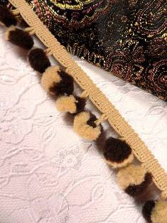 C850215 Beige Brown Pom Pom Cheetah Sewing Fringe Trim 1"