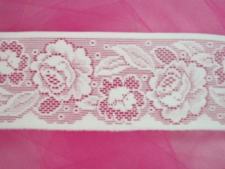 C96  Two Yards White Lace Rose Sewing Trim 27.5"