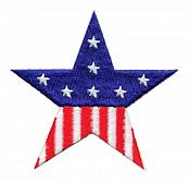 Star Applique Embroidered Patriotic Flag Iron On 3.25" (C999901)