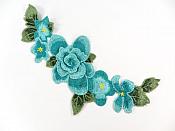 3D Applique Embroidered Floral Teal Craft Patch Clothing Motif 11.5"  CQ1