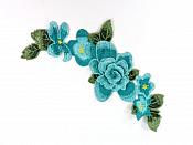 3D Applique Embroidered Floral Teal Craft Patch Clothing Motif 11.5"  CQ1