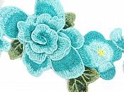 3D Applique Embroidered Floral Teal Craft Patch Clothing Motif 11.5"  CQ1