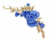 3D Applique Embroidered Blue Floral Craft Patch Clothing Motif 13.5