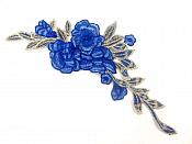 3D Applique Embroidered Blue Floral Craft Patch Clothing Motif 13.5"  CQ2