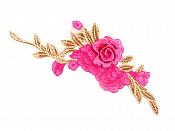 3D Applique Embroidered Hot Pink Floral Craft Patch Clothing Motif 13.5"  CQ2