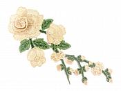 3D Applique Embroidered Champagne Rose Floral Craft Patch Clothing Motif 12"  CQ3