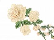 3D Applique Embroidered Champagne Rose Floral Craft Patch Clothing Motif 12"  CQ3