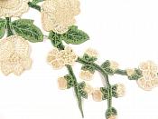 3D Applique Embroidered Champagne Rose Floral Craft Patch Clothing Motif 12"  CQ3